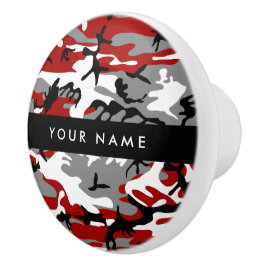 Röd och Grått Camouflage Ditt namn anpassar sig Knopp