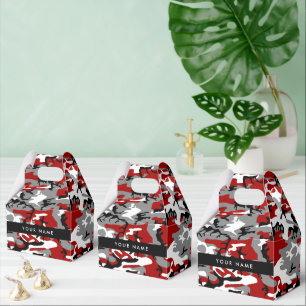 Röd och Grått Camouflage Ditt namn anpassar sig Presentaskar