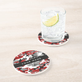 Röd och Grått Camouflage Ditt namn anpassar sig Underlägg