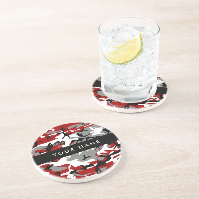 Röd och Grått Camouflage Ditt namn anpassar sig Underlägg (Sidan)