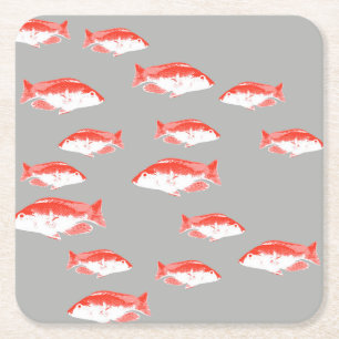 Röd och grått-fisk underlägg papper kvadrat