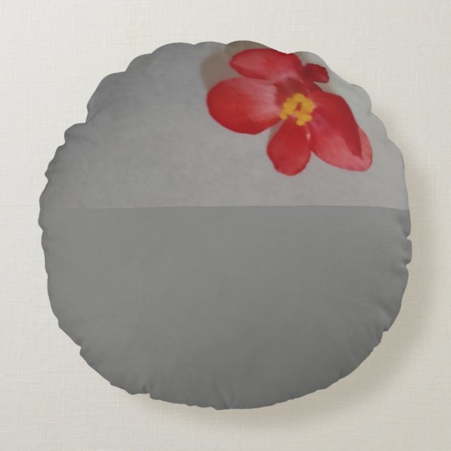 Röd och Grått Rund Kudde (Framsidan)