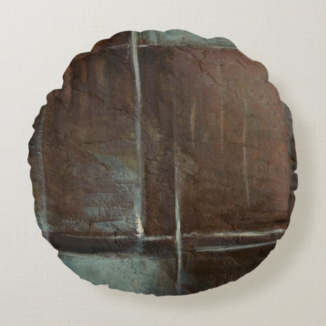 Röd och Grått, tegelvägg Rund Kudde (Framsidan)