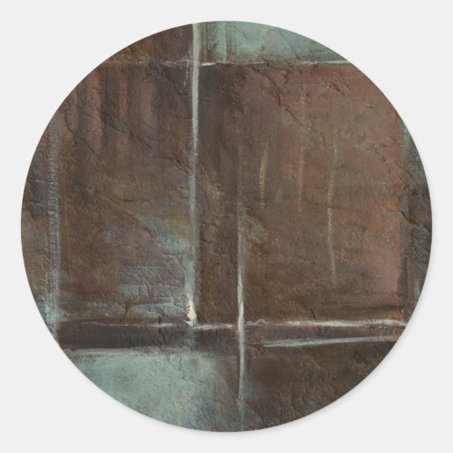 Röd och Grått, tegelvägg Runt Klistermärke (Framsida)