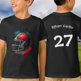 Röd och grön amerikansk fotbollshjälm med stänk t shirt