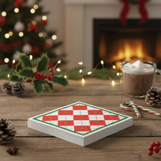 Röd och grön Argyle med grön kant Jul Pappersservett