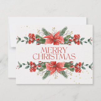 Röd och grön Blommig Glad Jul-kort Julkort