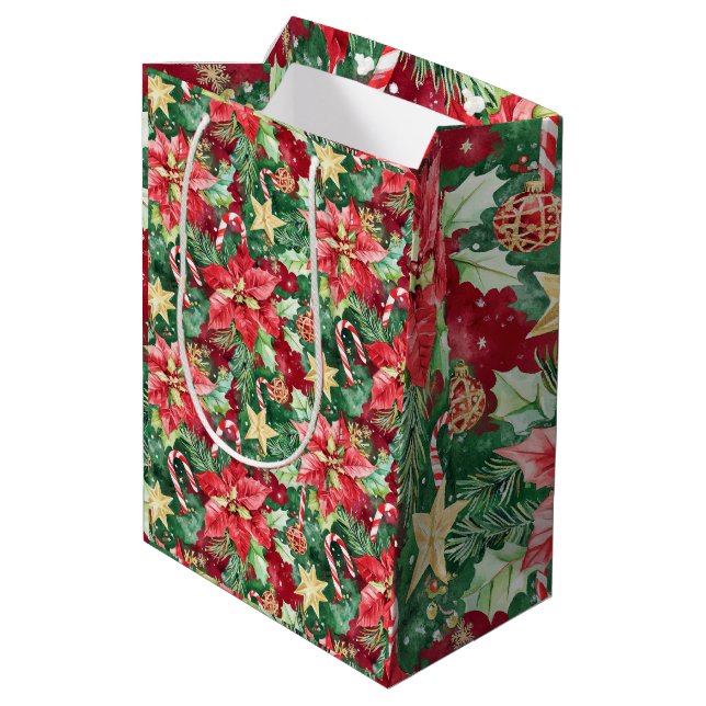 Röd och grön blomsterliknande julgodis (Baksidan Vinklad)