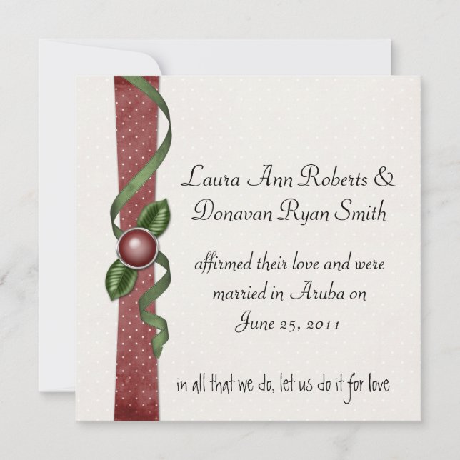 Röd och grön efterbröllopsinbjudan inbjudningar (Framsida)