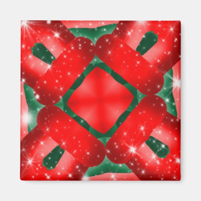 Röd och grön gnistrande design magnet (Framsidan)