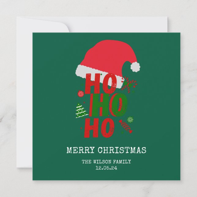 Röd och grön God Jul Inbjudningar (Framsida)