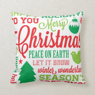 Röd och grön helgdagtunnelbanankonst kudder kudde