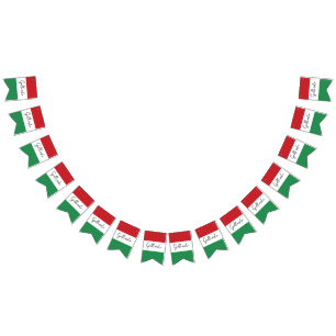 Röd och grön italiensk familjeåterträffsgirlang vimplar