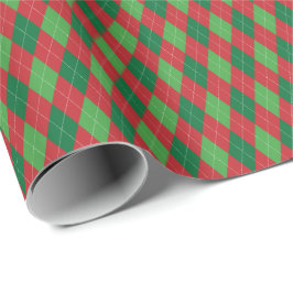 Röd och grön jul argyle inslagspapper presentpapper