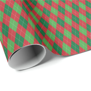 Röd och grön jul argyle inslagspapper presentpapper