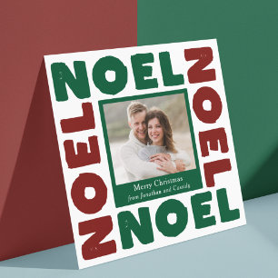 Röd och grön jul modern fotofirande kort