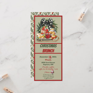 Röd och grön juldesign Brunch-inbjudan Inbjudningar