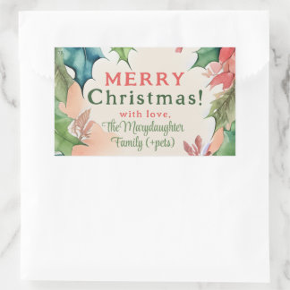 Röd och grön julfirande Poinsettia-krans Rektangulärt Klistermärke