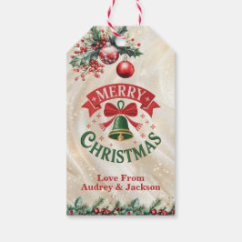 Röd och grön julgran julklappsetikett presentetikett