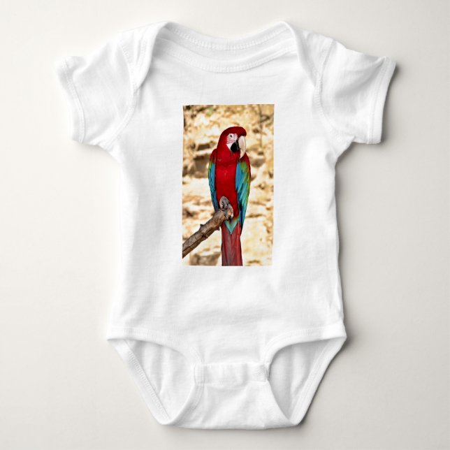 Röd och grön Macaw T-shirt (Framsida)