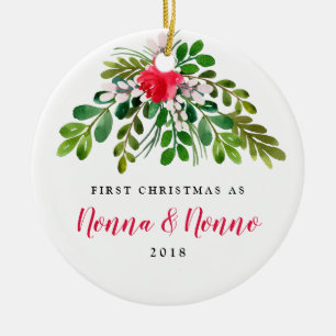 Röd och grön Mistletoe nya Nonna nya Nonno Julgransprydnad Keramik