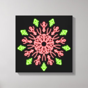 Röd och grön neonblomma canvastryck