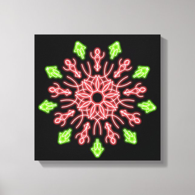Röd och grön neonblomma canvastryck (Framsida)