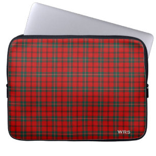Röd och grön plädMonogram för klanScott Tartan Laptop Fodral