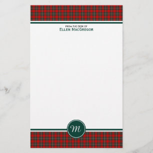Röd och grön plädMonogram för MacGregor klanTa Brevpapper