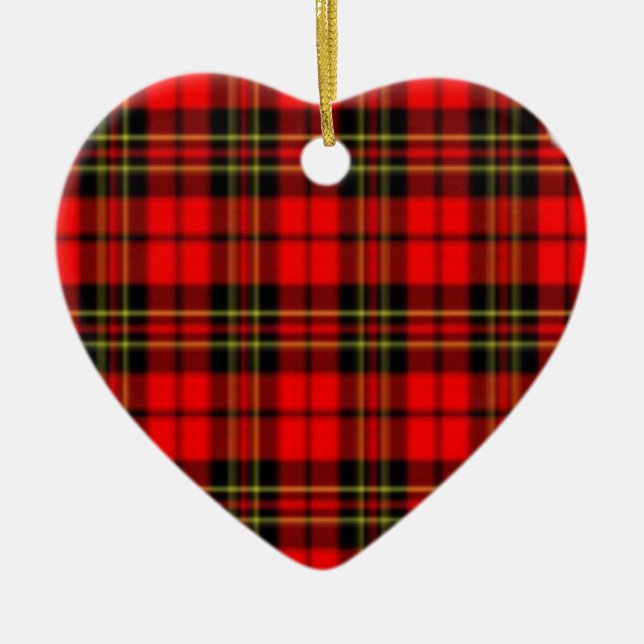 Röd och grön plädstjärna julgransprydnad keramik (Framsidan)