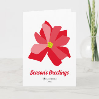 Röd och grön Poinsettia-illustration Helgkort