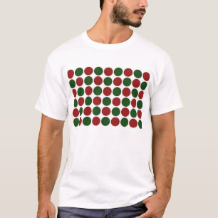 Röd och grön polka dots på vit tröja