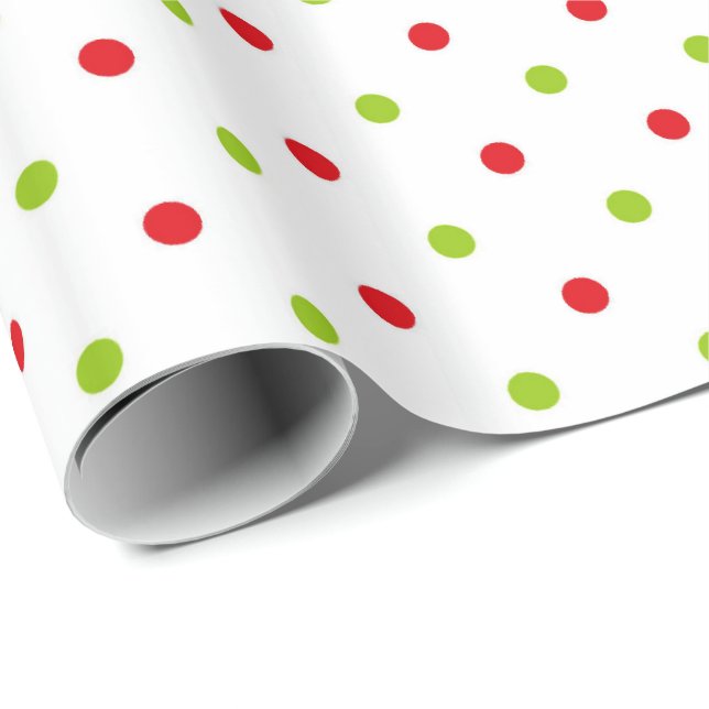 Röd och grön polka dots som slår in papper presentpapper (Rullad Hörn)