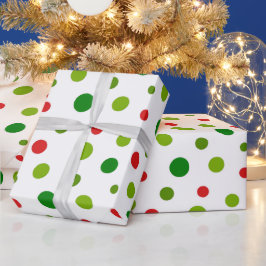 Röd och grön prickig julinpackningspapper presentpapper