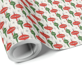 Röd och grön Retro sjal för julprydnadgåva Presentpapper