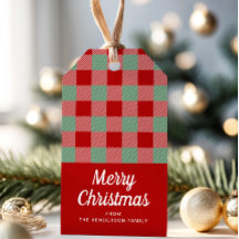 Röd och grön rutig God Jul
