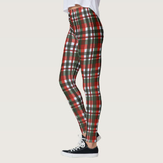 Röd och grön rutig jul leggings