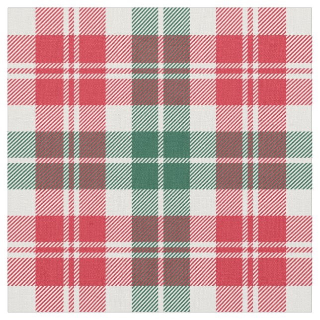 Röd och grön Tartan Rutig Jul Tyg (Närbild)