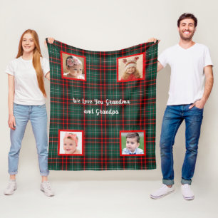 Röd och grön Tartan-rutig Vi älskar dig fleeceblus Fleecefilt