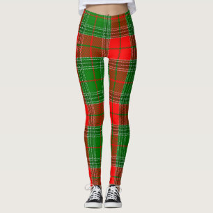 Röd och grön tartanruta leggings