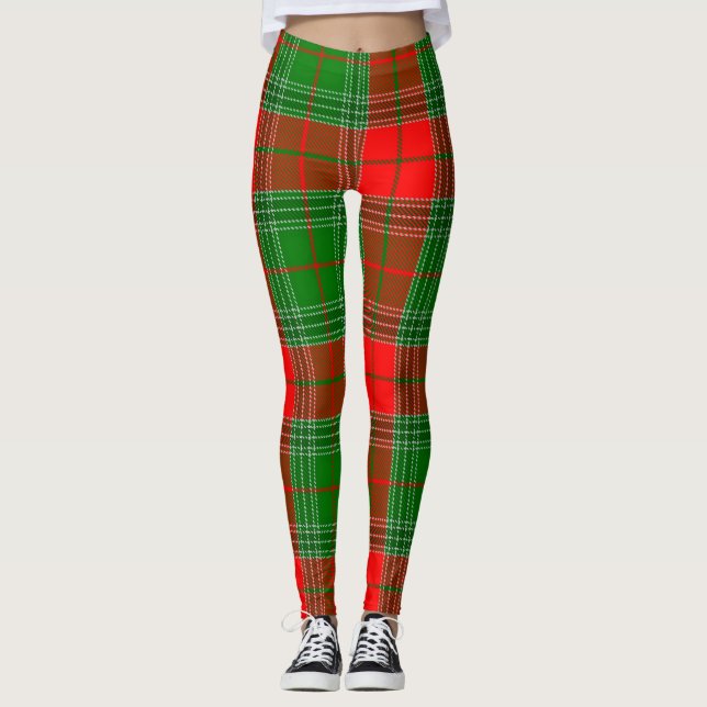 Röd och grön tartanruta  leggings (Framsida)