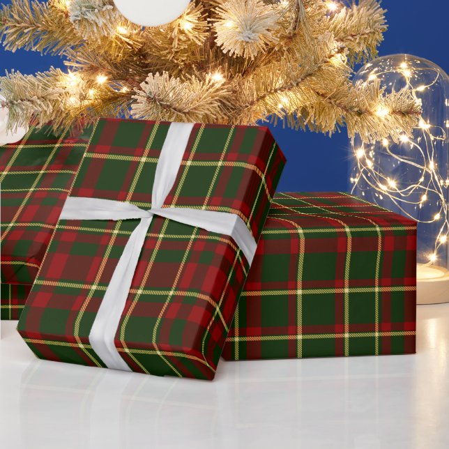 Röd och grön tartanrutig julpresent  presentpapper (Helgdagar)
