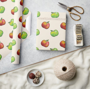 Röd och Grönt äppelfrukt Mönster Presentpapper