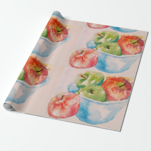 Röd och Grönt Äpplen Äpple Vattenfärg Svällning Presentpapper