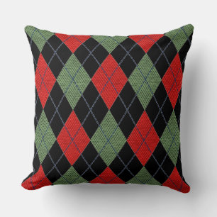 Röd och Grönt Argyle Kudde