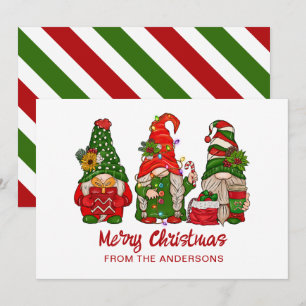 Röd och Grönt av god jul Cute Red och  Gnomes Julkort