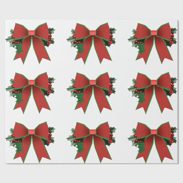 Röd och Grönt Bow med hålvit svällning Papper Presentpapper (Platt)