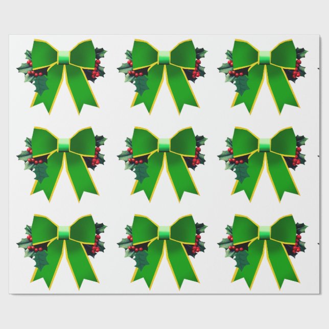 Röd och Grönt Bow med hålvit svällning Papper Presentpapper (Platt)