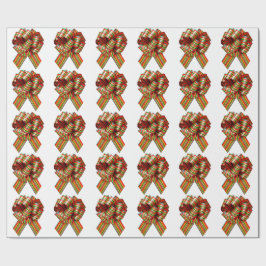 Röd och Grönt Bow White Wrapping Papper Presentpapper