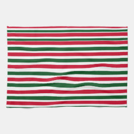 Röd och Grönt Candy cane jul Rand Kökshandduk